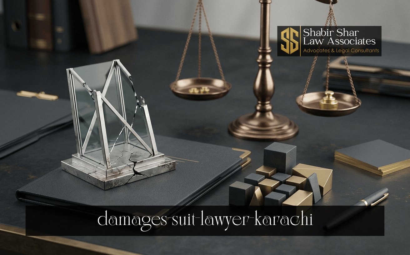 Documents and legal assessment representing a civil suit for damages in Pakistan